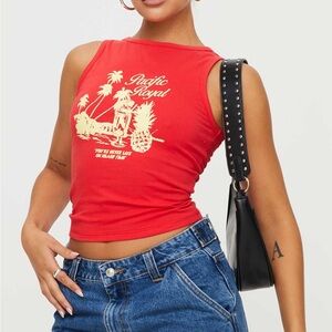 Princess Polly Red Graphic Tank Top